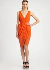 Оранжева рокля с лалета Midi с дължина