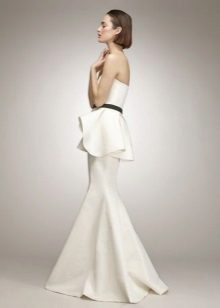 Бяла дълга рокля Peplum Bustier