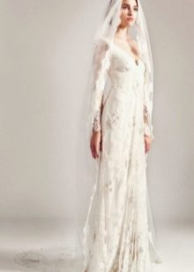 Сватбена рокля дантела с воал